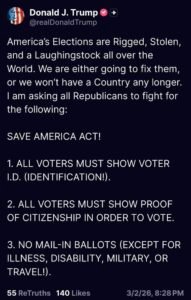 Trump calls for no mail ballots…