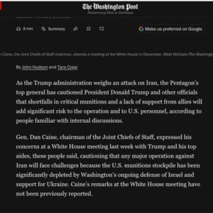 Just 10 days ago; 02/23 Chairman of the Joint Chiefs: Our munitions have been significantly depleted defending Israel an...