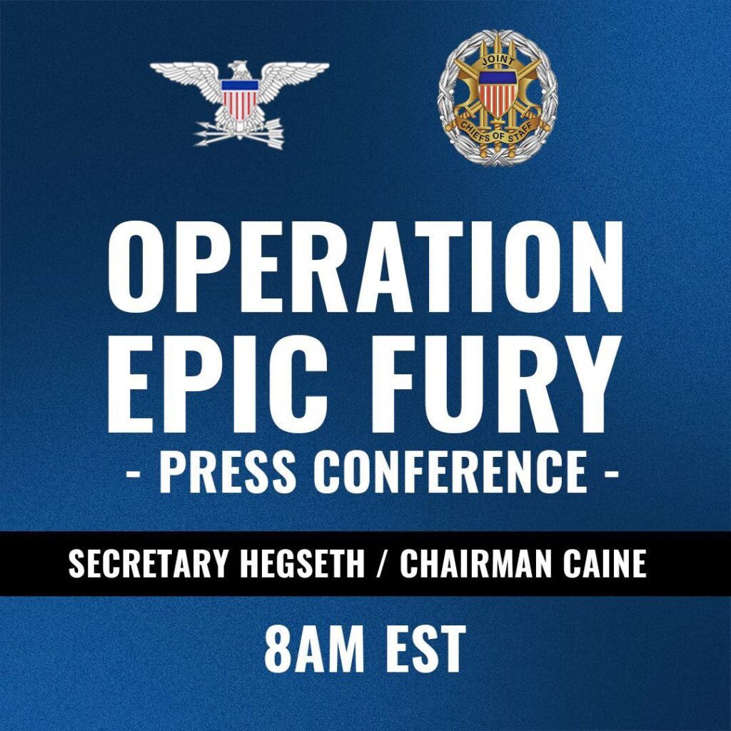 Press conference on the Iran War announced for tomorrow morning.