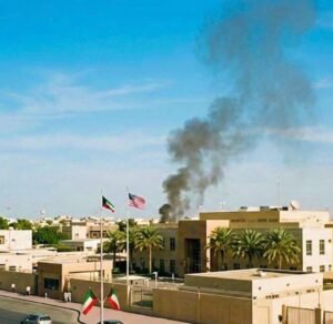 BREAKING: Fire and smoke rise from inside the U.S. Embassy compound in Kuwait after an Iranian attack. The Trump adminis...