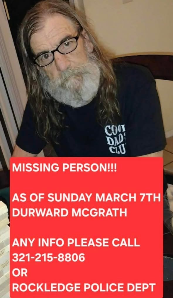🚨 MISSING PERSON ALERT: Rockledge Man Missing Since March 7 🚨 Family members are urgently asking for the public’s help...