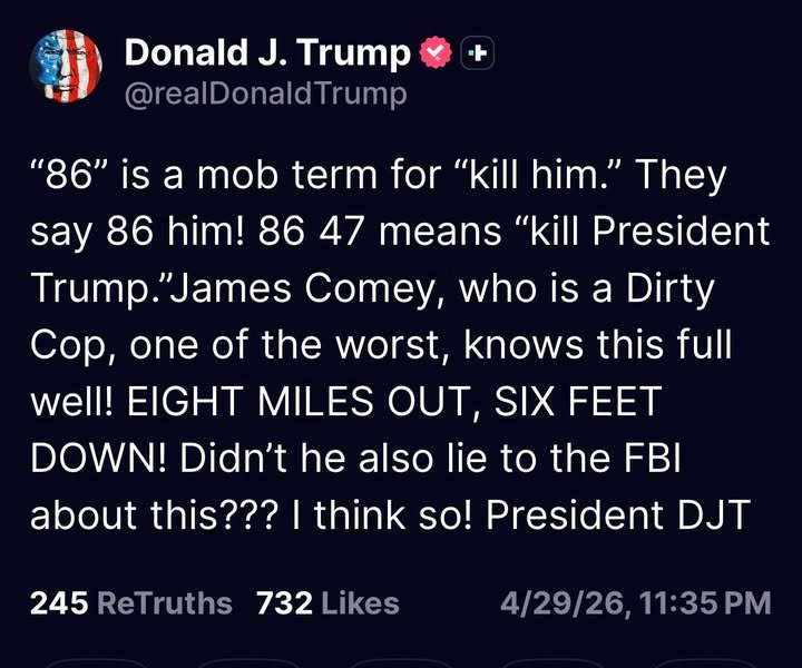 President Trump tonight on James Comey and stating what 86 means.