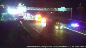 Life Flight arrives for vehicle crash that shut down all southbound lanes of I95 at Mile Marker 207