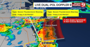 Severe T'storm Warning for Brevard and Osceola Counties